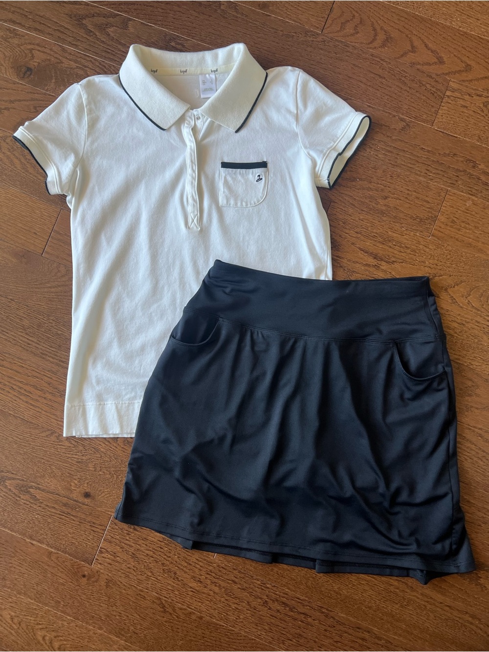 Liz Golf Polo & Black Athletic Mini Skirt with Comfort Waistband